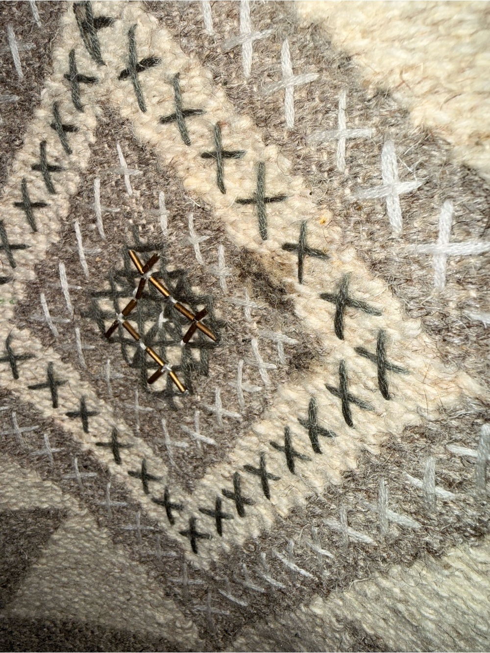 lovestitch Neutral Geo Tote with Dark Brown Straps - Picture 3 of 6